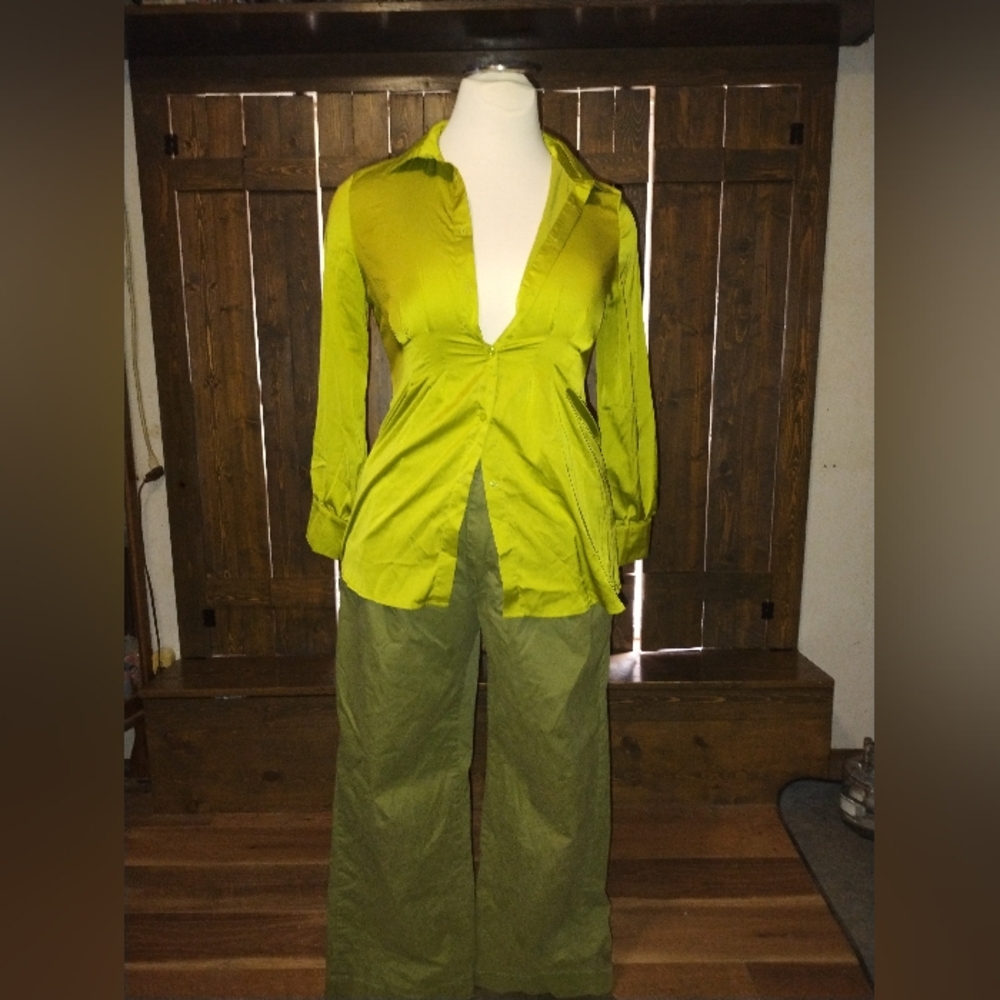 Olive Green Button Down Blouse